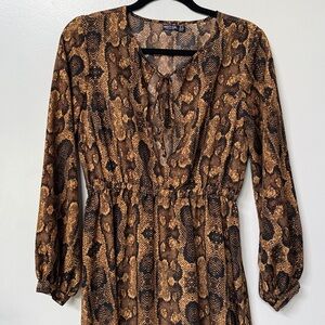 Nasty Gal Brown Snake-Print Maxi Dress